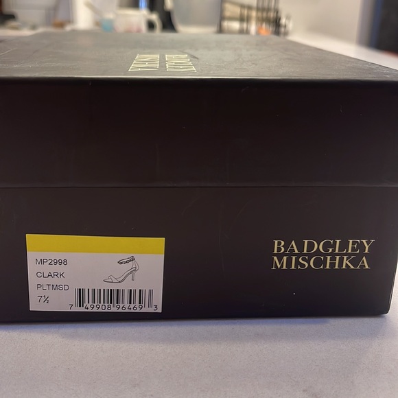 Badgley Mischka Platinum Clark Ankle Strap Stiletto Sandals - Picture 8 of 8